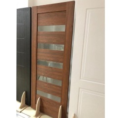 wood glass door design bathroom door