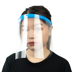 Écran facial bleu réutilisable résistant aux UV Écran facial protecteur transparent anti-UV Écran facial réglable