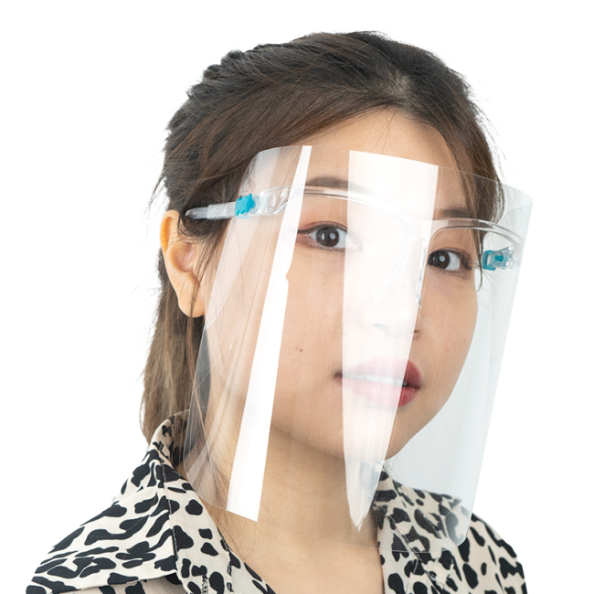 Écrans faciaux de vente chaude pour adultes avec cadre de lunettes dépoli cadre réglable coloré Écran facial