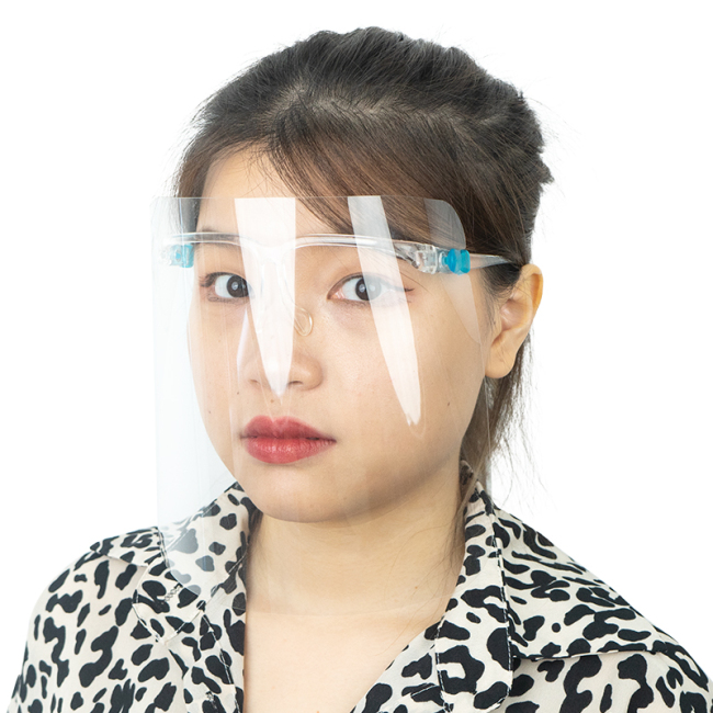 Protector facial de plástico transparente con marco de gafas Protector facial antiniebla protector