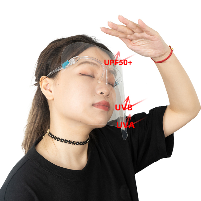 Hot Selling New UVproof faceshield ajuster le masque anti-UV avec cadre de lunettes