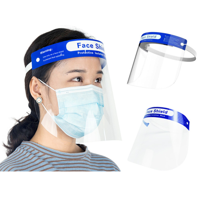 Bouclier d'écran facial en plastique en gros bouclier de protection faciale jetable en166 anti-buée