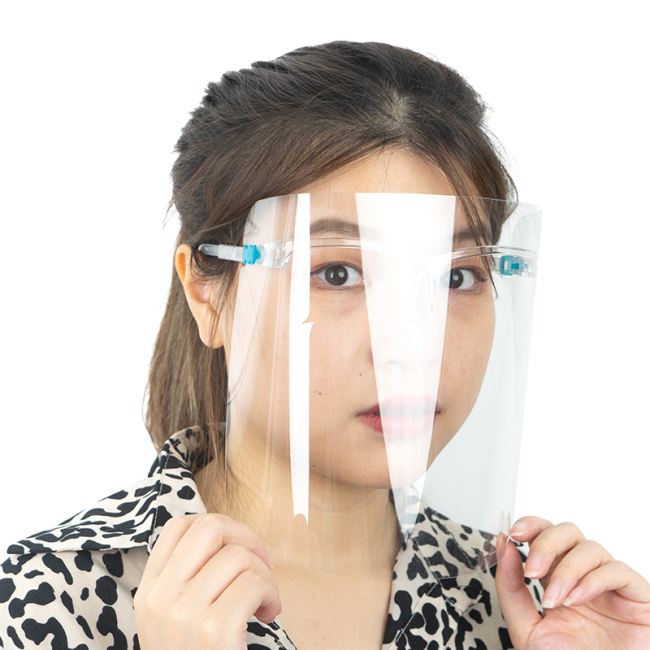 Modische Gesichtsschutzschilde mit mattiertem Brillengestell PET verstellbarer Rahmen Gesichtsschutz