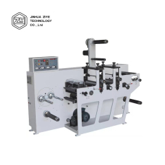 DES320TD Semi Automatic Plain Paper Label Reel Roll To Roll Flexo Full Rotary Die Cutting Machine