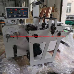 DES320TD Semi Automatic Plain Paper Label Reel Roll To Roll Flexo Full Rotary Die Cutting Machine