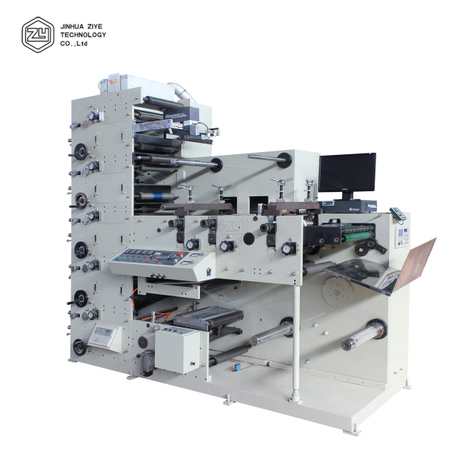 FPL580-5 Narrow Web Label Paper Roatry Die Cutting Slitting Label Small Flexo Printing Press Machine