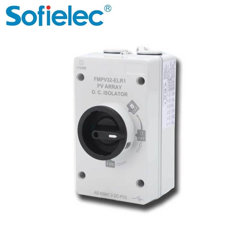 PV DC Isolator switch FMPV32-ELR1 series DC1200V 4P 32A CB TUV CE SAA aporval IP66 waterproof disconnector switch
