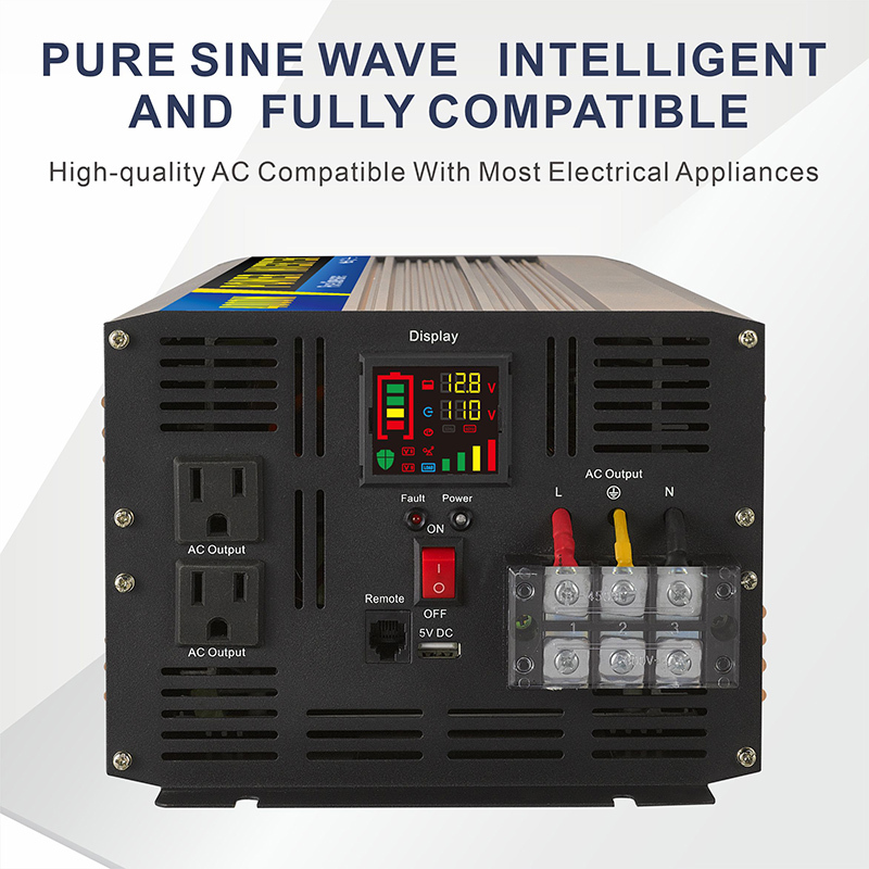 Smart E-display high frequency pure sine wave power inverter