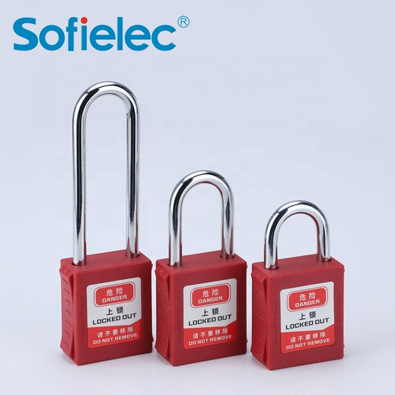 Stainless Steel ABS Safety 4mm Dia Shackle Tagout Padlock Long Shackle