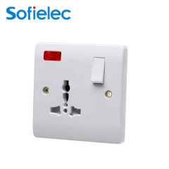 Jorden Hot Sale Bakelite or PC  material13A universal switch socket with neon E-012