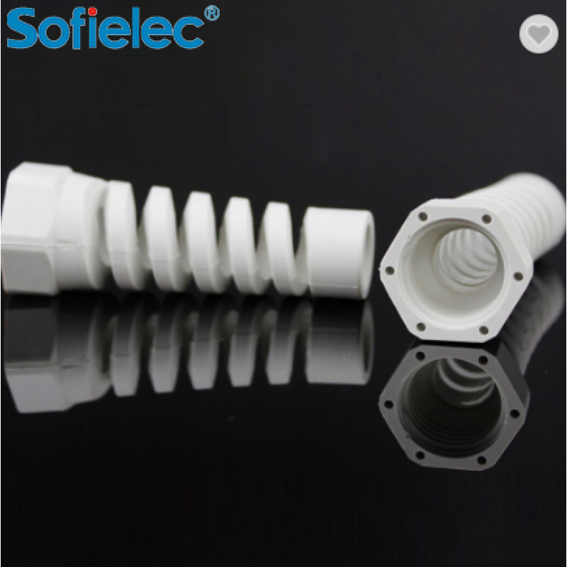 Black IP68 waterproof M20-LR plastic long thread  nylon cable gland  with strain relief