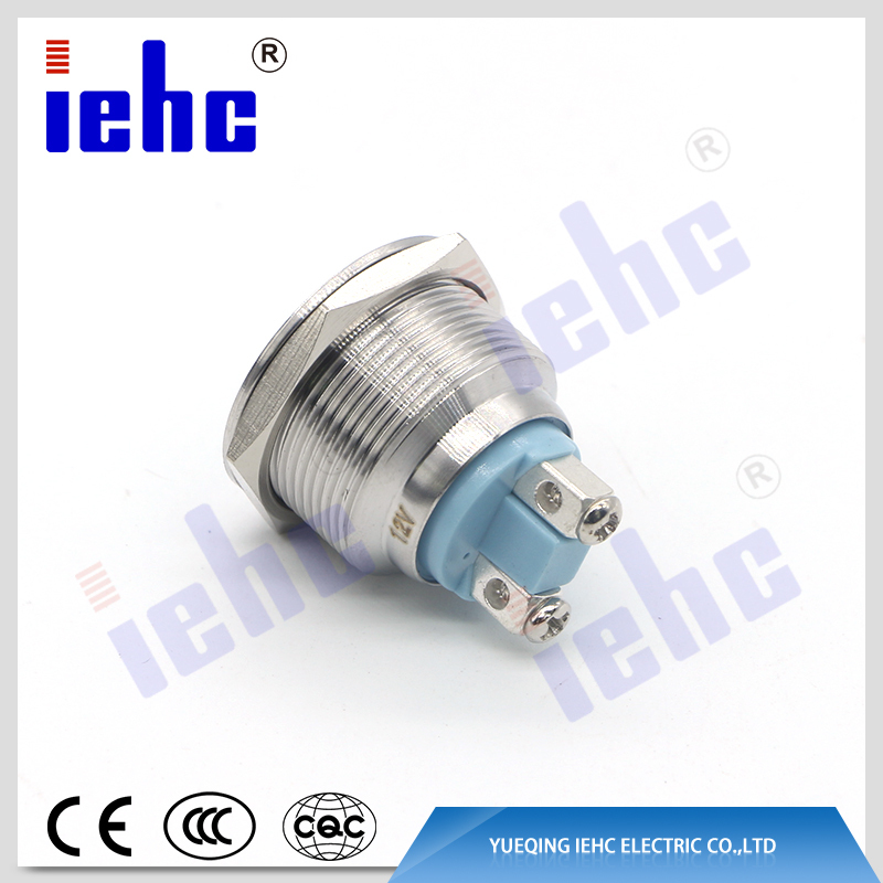 YHJ series factory supply 22mm 2 pin metal waterproof green led anti-vandal indicator light