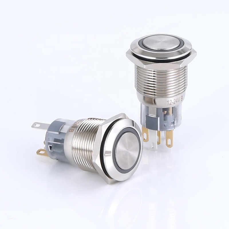 iehc YHJ16-261 waterproof 12v led 16mm magnetic switch push button