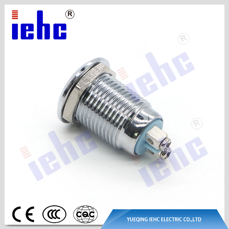 YHJ series China manufacturer 12mm yellow waterproof led anti-vandal metal indicator light