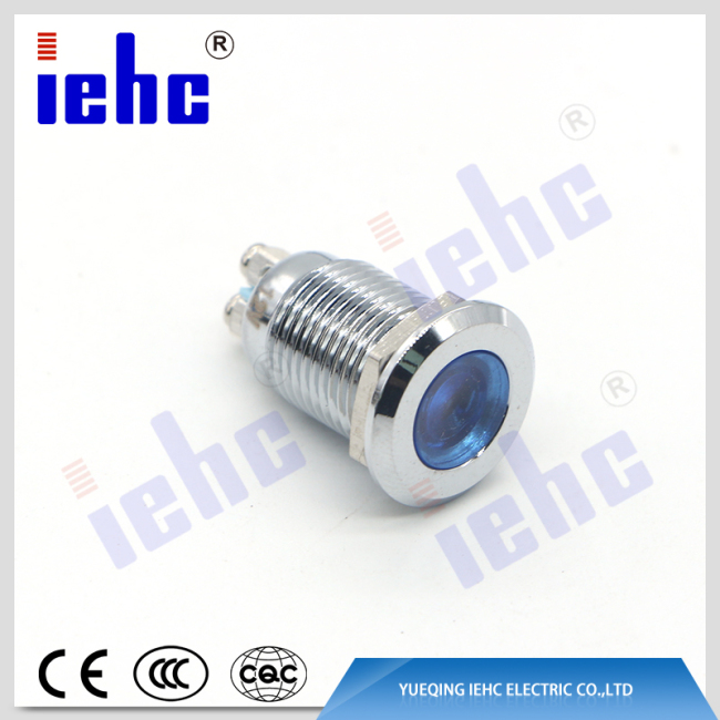YHJ series China manufacturer 12mm ip67 blue waterproof led anti-vandal metal indicator light
