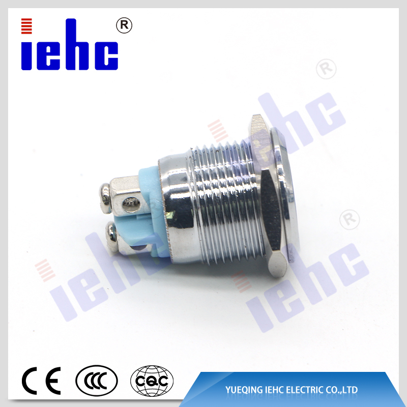 YHJ series manufacturer 16mm 2 pin waterproof blue led anti-vandal metal indicator light