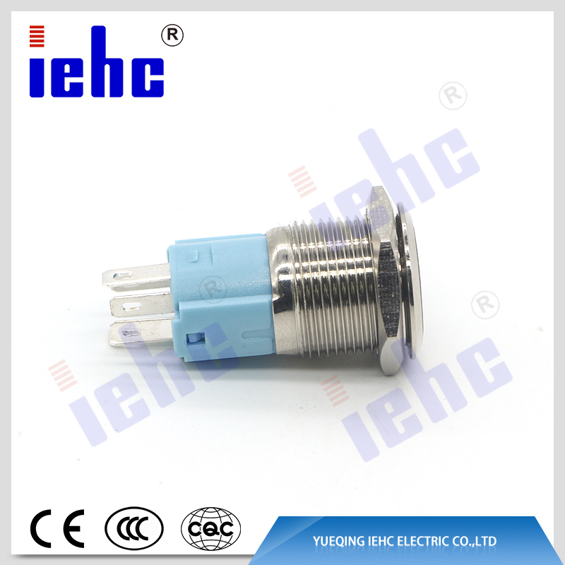 YHJ16-261 5A 250V 5 pin red led illuminated waterproof self-locking metal push button switch