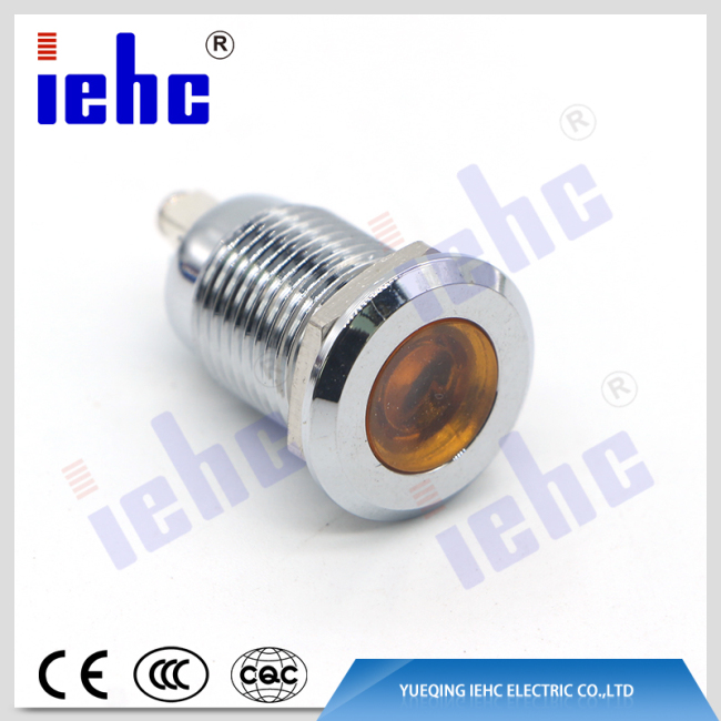 YHJ series China manufacturer 12mm yellow waterproof led anti-vandal metal indicator light