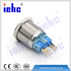 YHJ series factory supply 4 pin 22mm waterproof anti-vandal metal self-locking flat push button switch