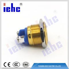 YHJ series factory supply16mm waterproof gold yellow metal push button switch