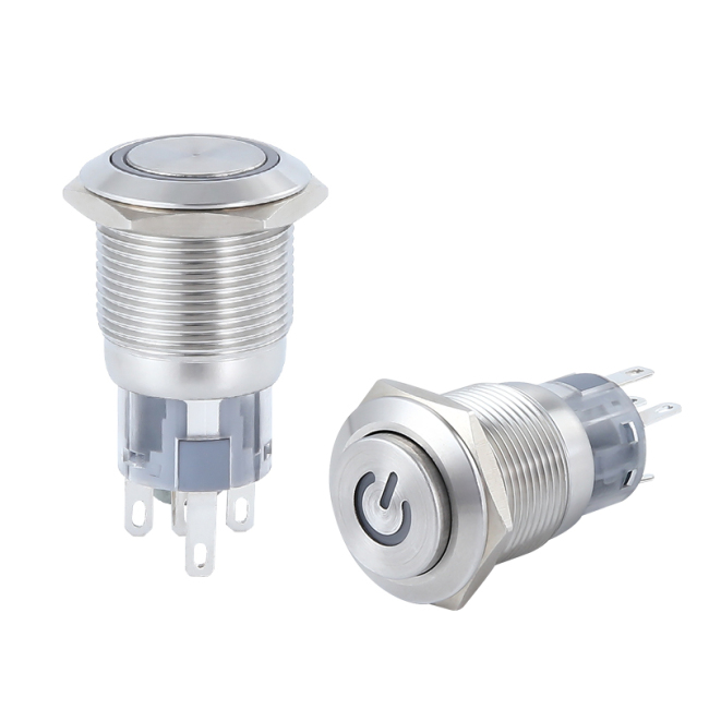YHJ series 12mm waterproof Momentary anti-vandal metal push button switch