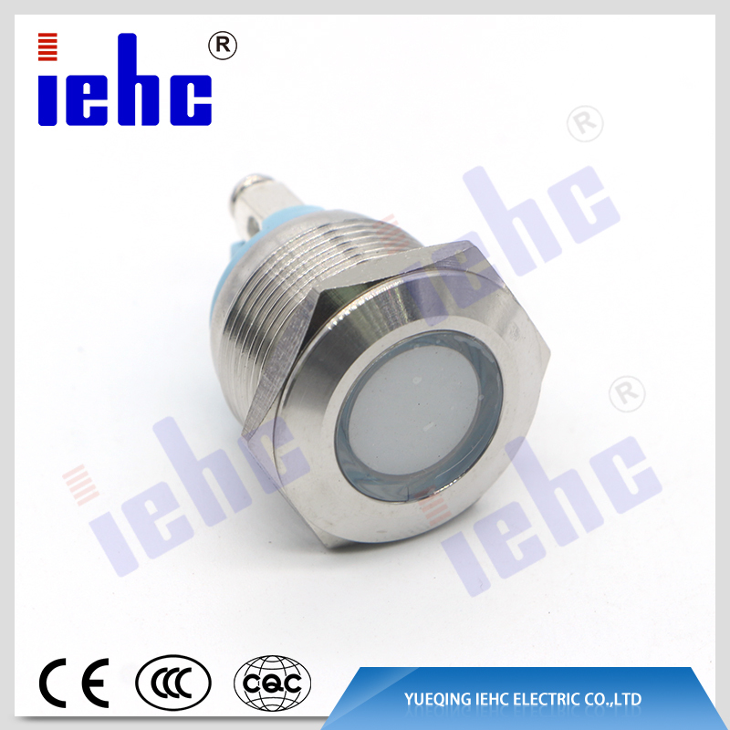 YHJ series factory supply 19mm 2pin ip67 white waterproof anti-vandal led metal indicator light
