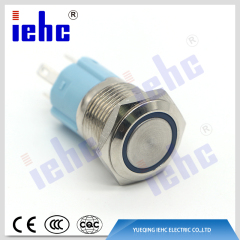 YHJ16-261 5A 250V 5 pin blue led anti-vandal self-locking metal push button switch