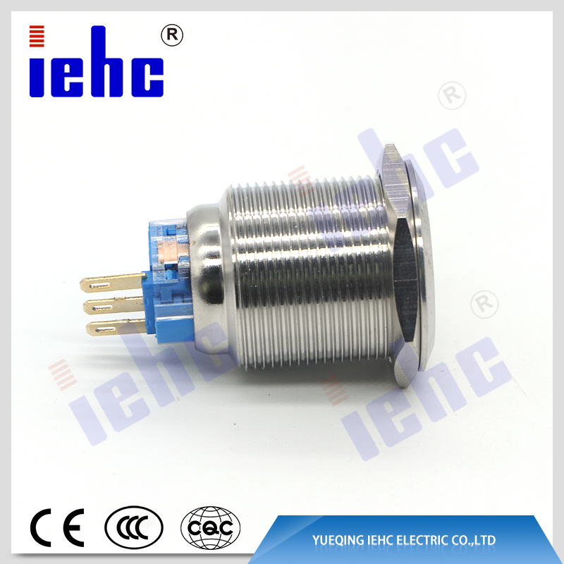 YHJ series factory supply 3 pin 22mm waterproof anti-vandal metal latching push button switch