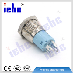 YHJ16-261 16 mm 5 A 250 V 5-poliger Ring-LED-beleuchteter Momentan- / Verriegelungs-Druckschalter aus wasserdichtem Metall