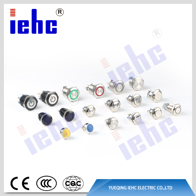 YHJ series factory supply 19mm double pole throw push button switch