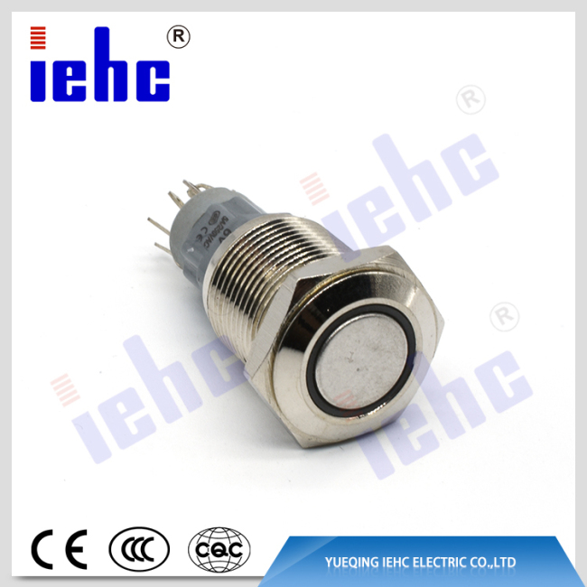 YHJ series 16mm metal anti-vandal illuminated metal push button switch with led