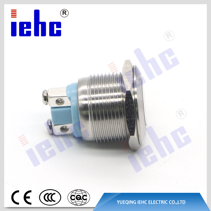 YHJ series factory supply 19mm 2pin ip67 white waterproof anti-vandal led metal indicator light