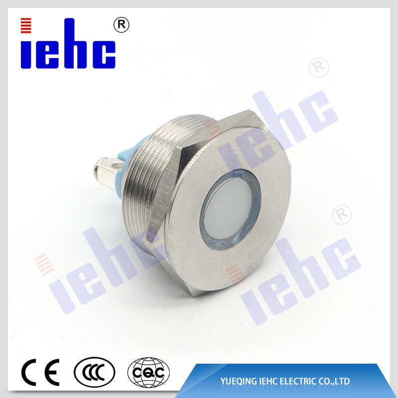 YHJ series factory supply 25mm ip65 waterproof anti-vandal white led metal indicator light
