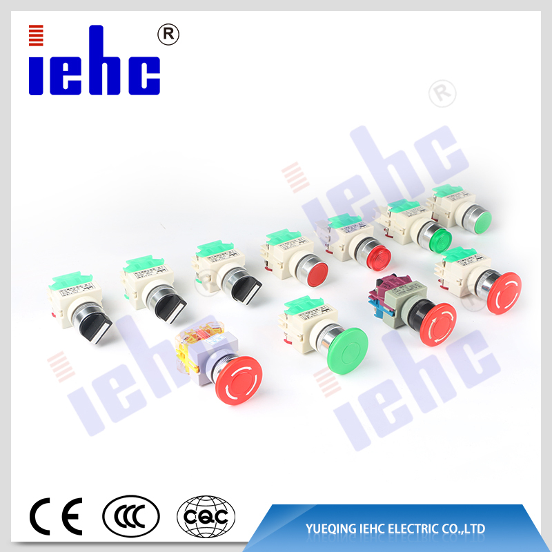 iehc LAY90 22mm flat round head momentary / latching push button switch