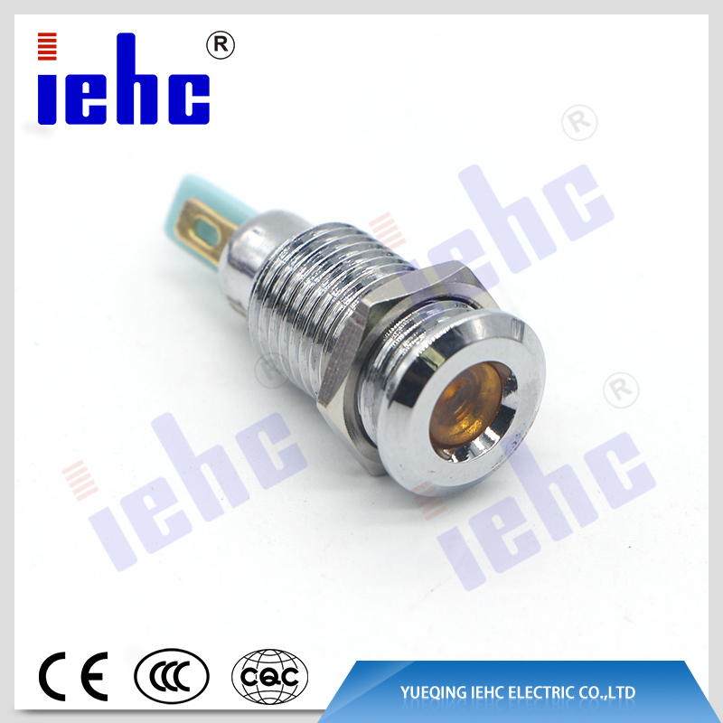 YHJ series factory supply 2pin 10mm waterproof yellow led illuminated metal indicator lights
