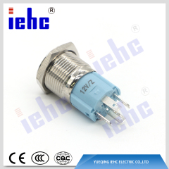 YHJ16-261 16 mm 5 A 250 V 5-poliger, rot beleuchteter, vandalismusgeschützter, wasserdichter Metalldruckschalter mit LED