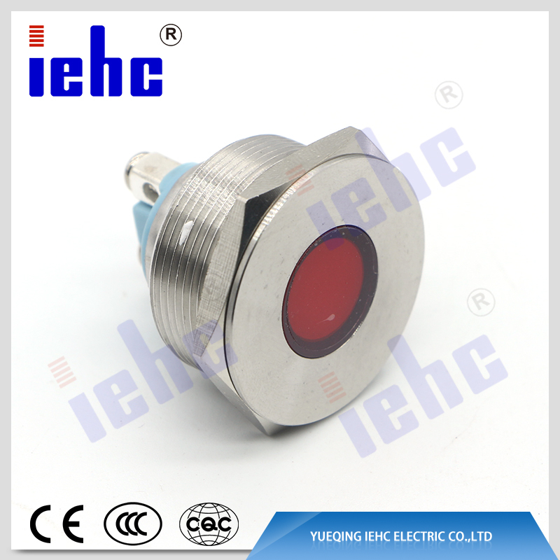 YHJ series factory supply 3V/6V/12V/24V/36V/48V/110V/220V 25mm metal waterproof anti-vandal red indicator light