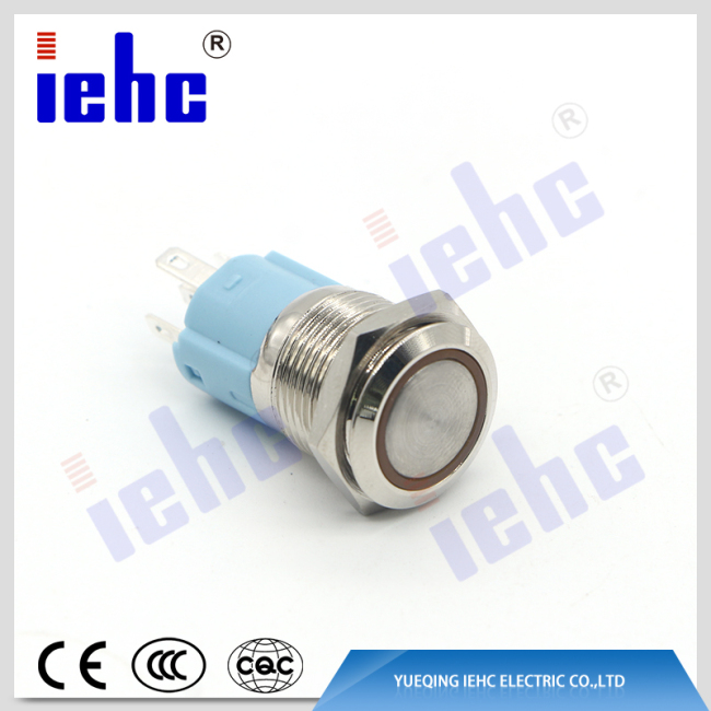 YHJ series 16mm 5A 250V 5 pin orange led illuminated metal push button switch