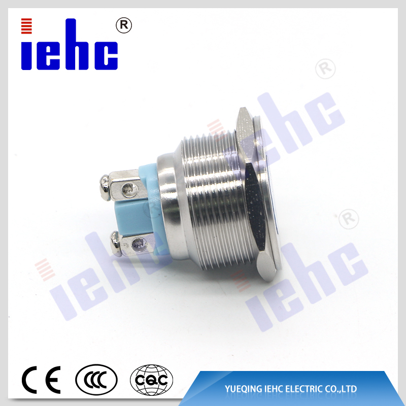 YHJ series factory supply 22mm 2 pin waterproof blue led anti-vandal metal indicator light