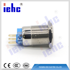 YHJ series 19mm 250V 3 pin stainless steel anti-vandal metal flat push button switch