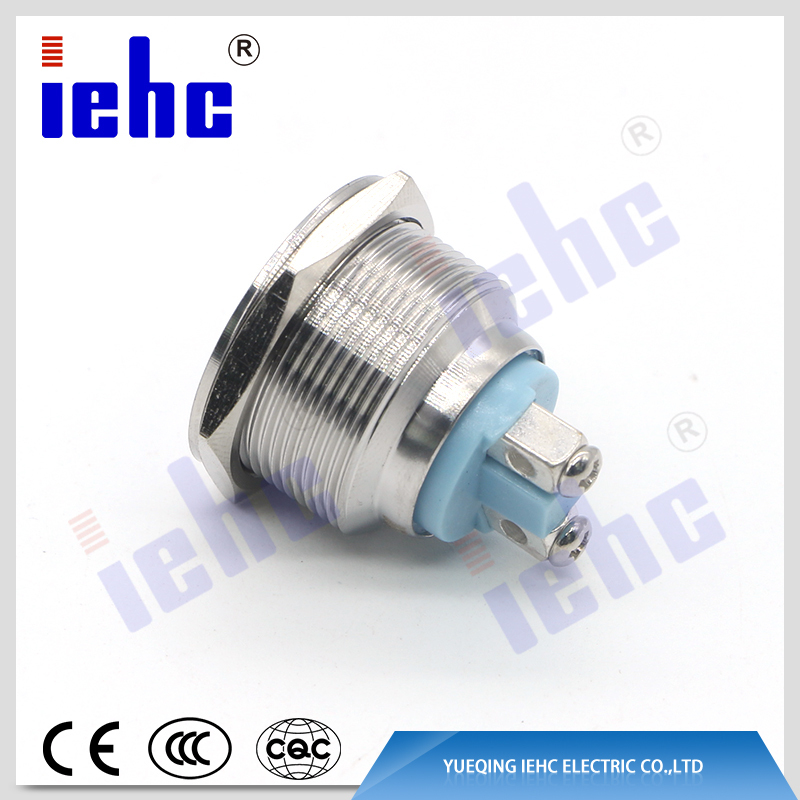 YHJ series factory supply 22mm 2 pin waterproof blue led anti-vandal metal indicator light