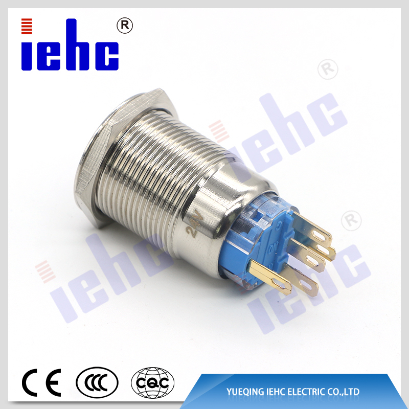 YHJ series factory supply 19mm flat round 1no momentary push button switch