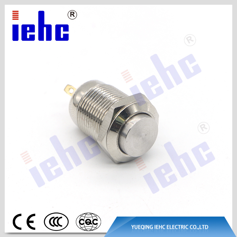 YHJ series factory supply 2 pin 12mm waterproof anti-vandal metal push button switch