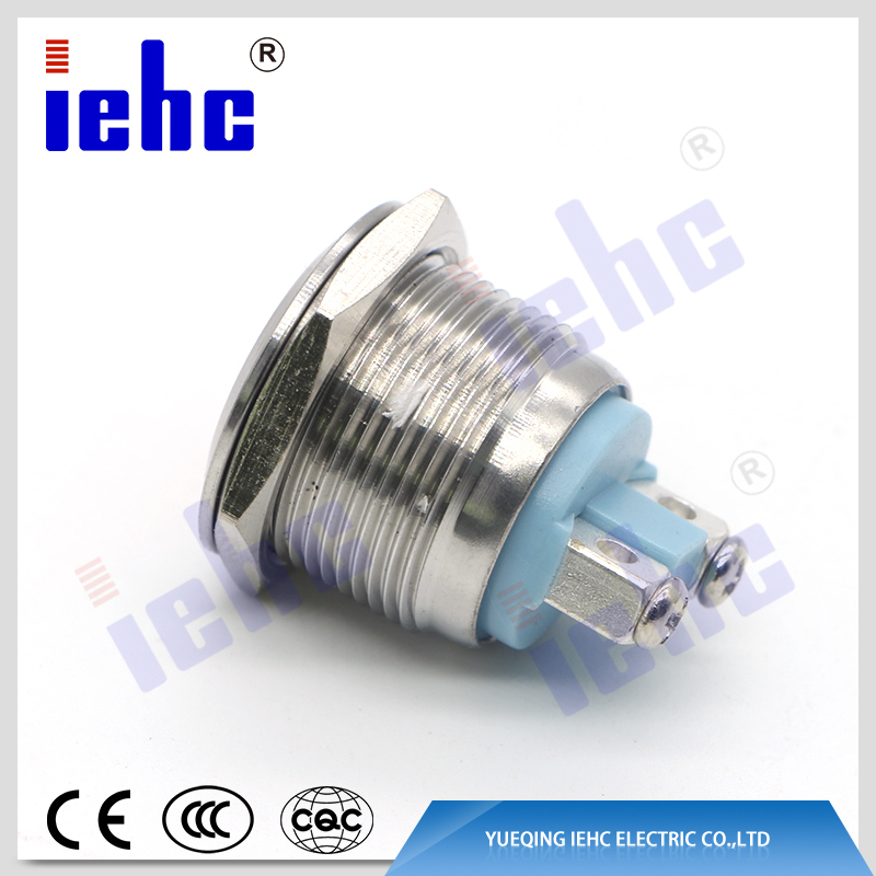 YHJ series 19mm 2pin ip67 yellow waterproof anti-vandal led metal indicator light