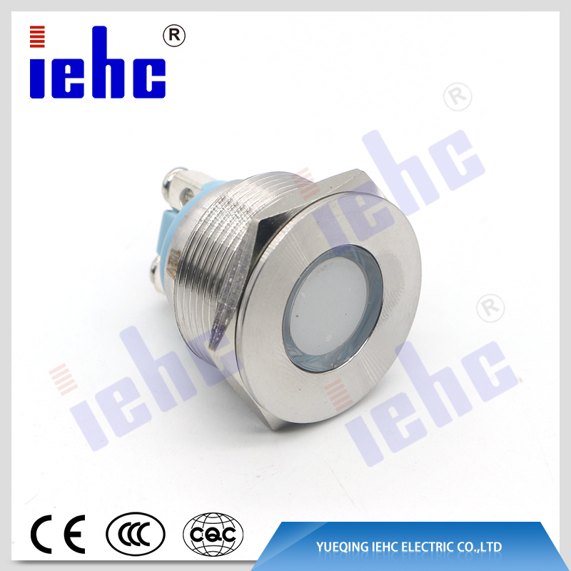 YHJ series factory supply 22mm 250v 2 pin metal waterproof white led anti-vandal indicator light