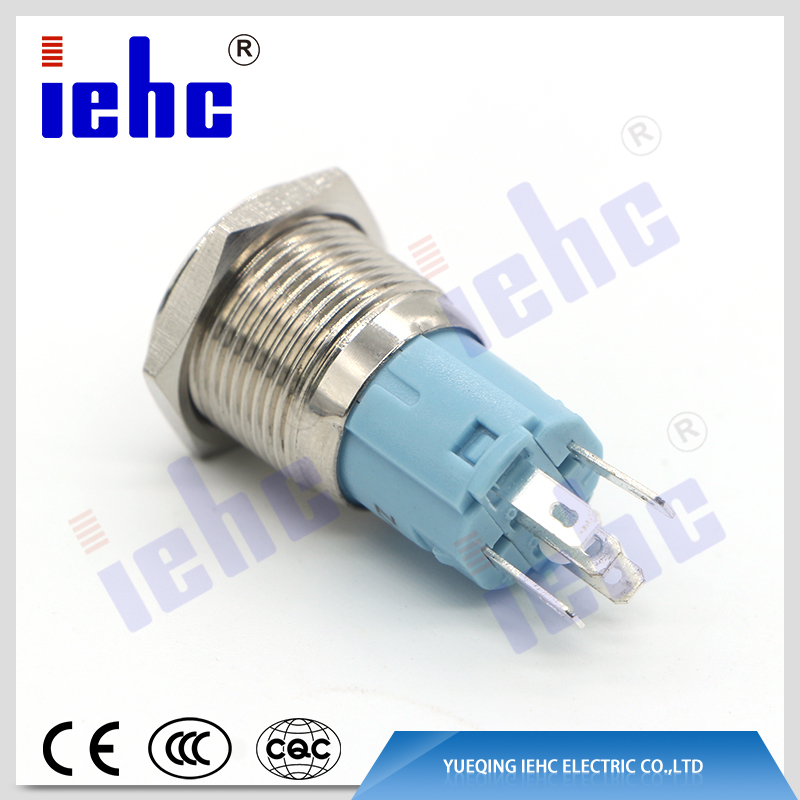 YHJ16-261 waterproof 12v led push button switch with blue light