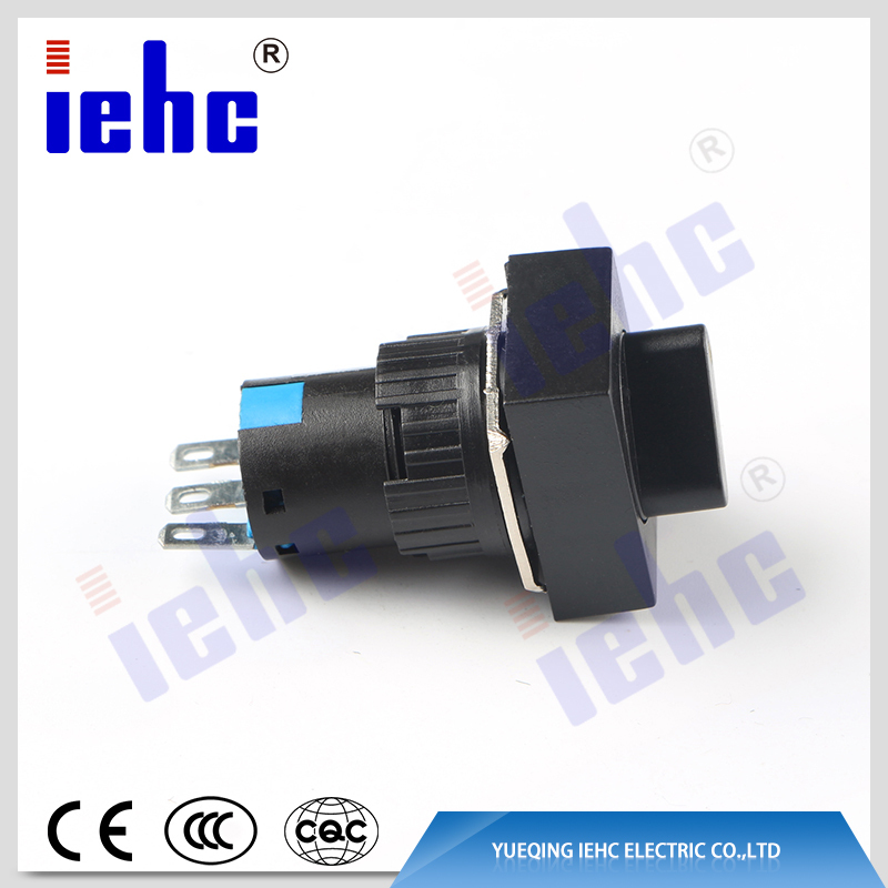 iehc LAY90 series high quality 16mm 2 or 3 position round head selector rotary push button switch