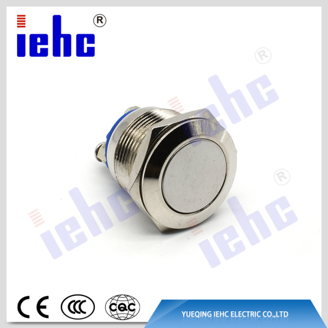 YHJ series 16mm waterproof Momentary flat screw metal push button switch