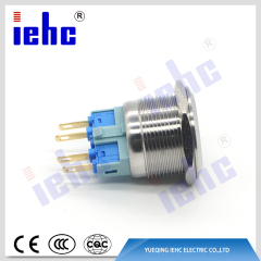 YHJ series factory supply 4 pin 22mm waterproof anti-vandal flat head momentary metal push button switch