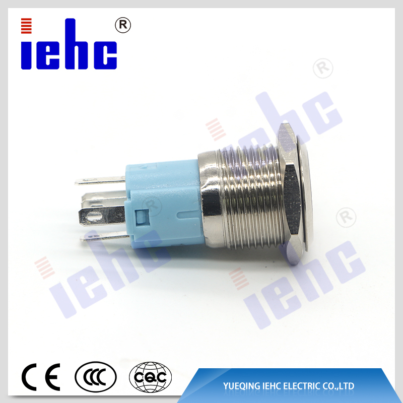YHJ16-261 waterproof 12v led 16mm magnetic switch push button